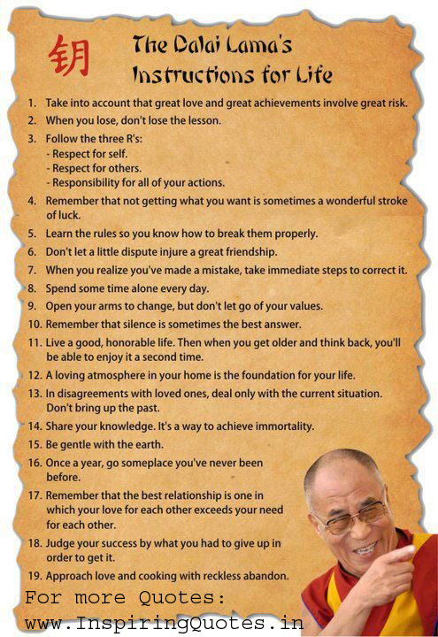 Dalai Lama’s Instructions for Life – Motivational Thoughts