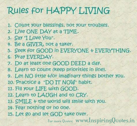 Rules for Happy Living Thoughts and Quotes